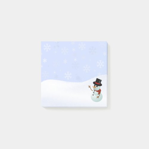 Winter Snowman With Snowflakes Post_it Notes