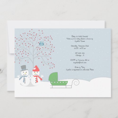 Winter Snowmen and Carriage Baby Shower Invitation
