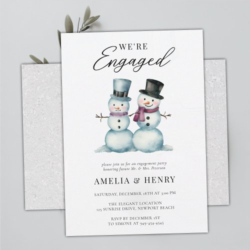 Winter Snowmen Funny Cute Engagement Party Invitation