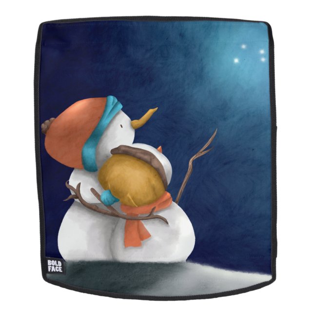 Winter Snowmen looking at the stars illustrated Backpack (Removable Face)