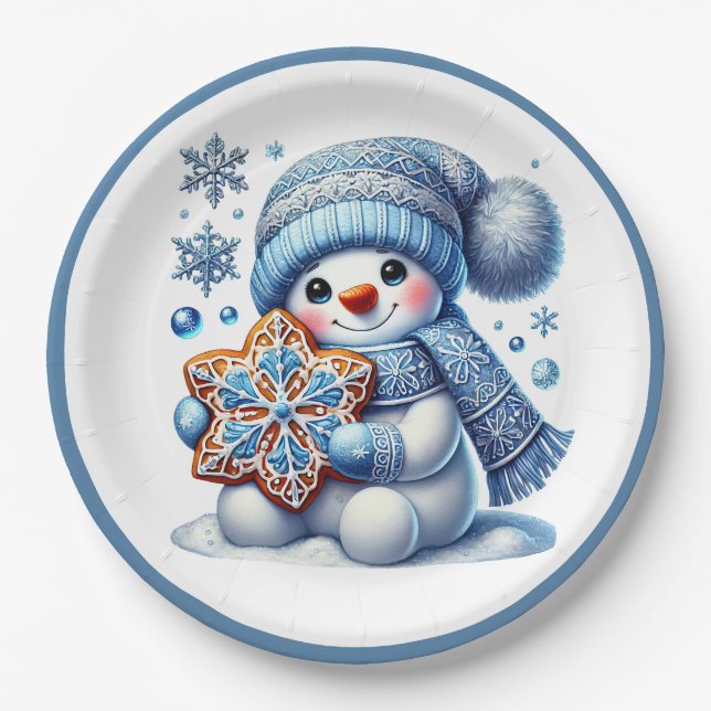 Winter Snowmen  Paper Plates (Front)