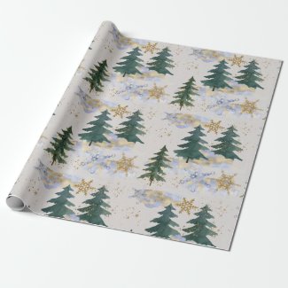 Winter Snowstorm in Fir Forest Wrapping Paper