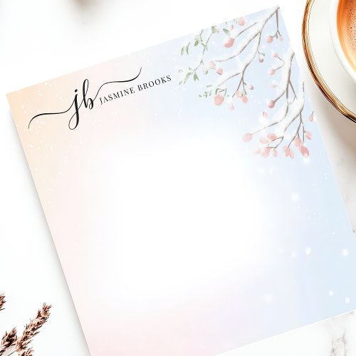 Shop 11 Winter Snowy Branch Watercolor Personalized Notepad