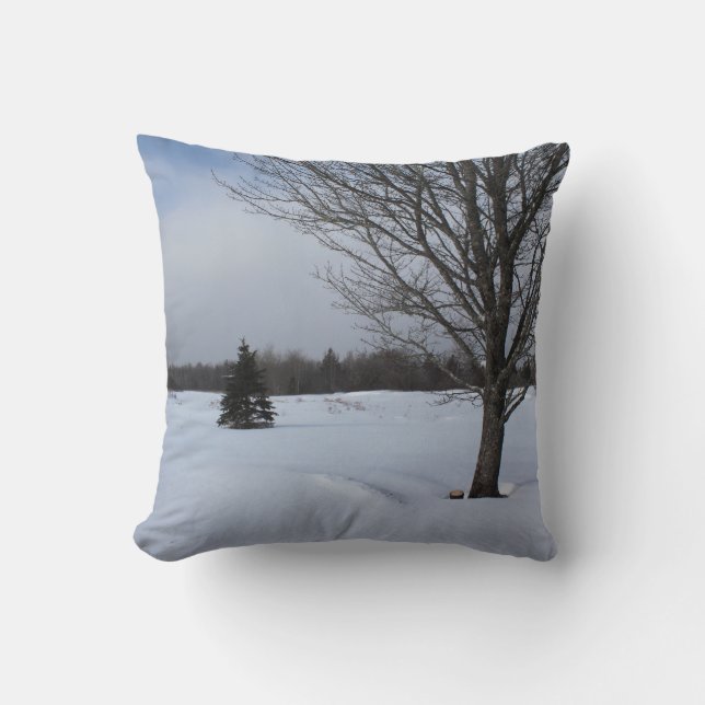 winter snowy cool wonderland country landscape throw pillow (Front)