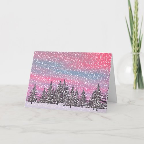 Winter snowy landscape holiday card