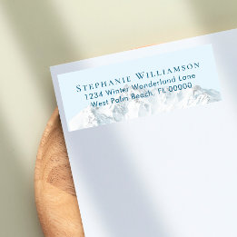 Winter Snowy Mountain Blue Sky Return Address Label