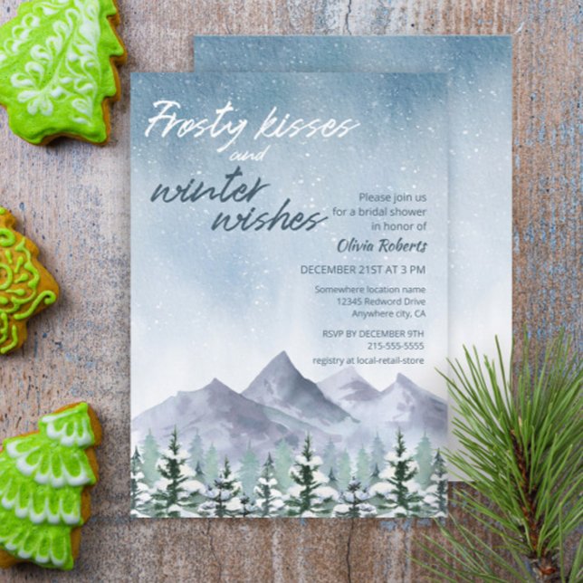 Winter Snowy Mountain Forest Bridal Shower Invitation (Creator Uploaded)