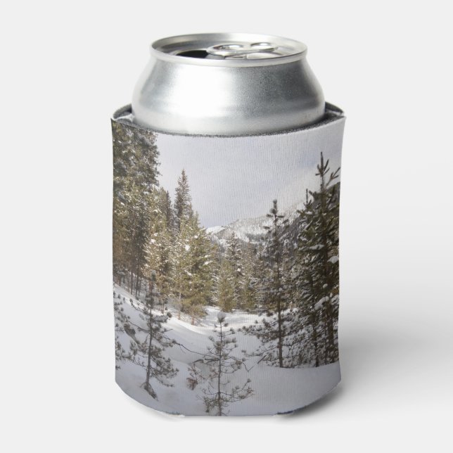Winter Snowy Mountain Scene in Montana Can Cooler (Can Front)