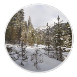 Winter Snowy Mountain Scene in Montana Ceramic Knob