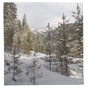 Winter Snowy Mountain Scene in Montana Cloth Napkin