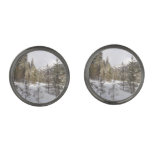 Winter Snowy Mountain Scene in Montana Cufflinks