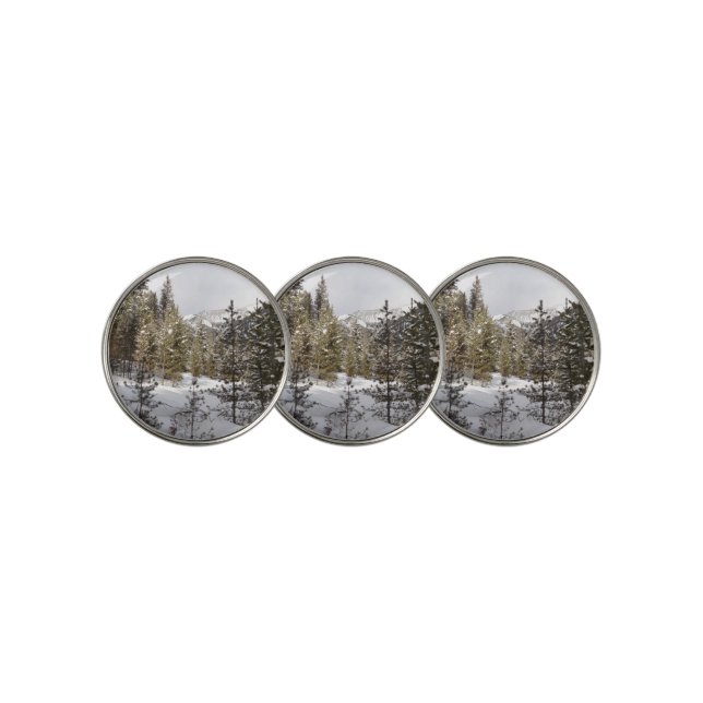 Winter Snowy Mountain Scene in Montana Golf Ball Marker (3 Up)