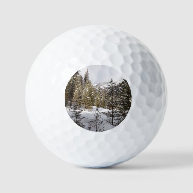 Winter Snowy Mountain Scene in Montana Golf Balls (Front)
