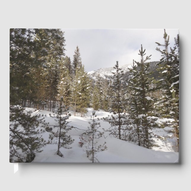 Winter Snowy Mountain Scene in Montana Guest Book (Front)
