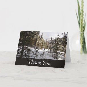 Winter Snowy Mountain Scene in Montana Letterpress Thank You Card