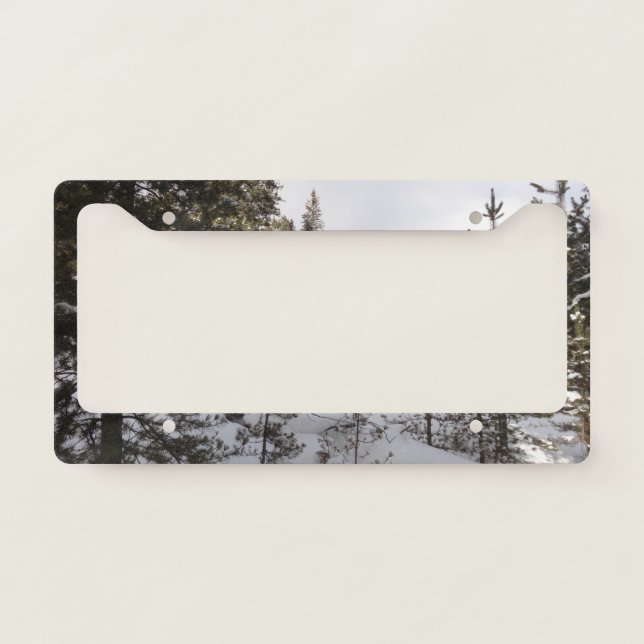 Winter Snowy Mountain Scene in Montana License Plate Frame (Front)