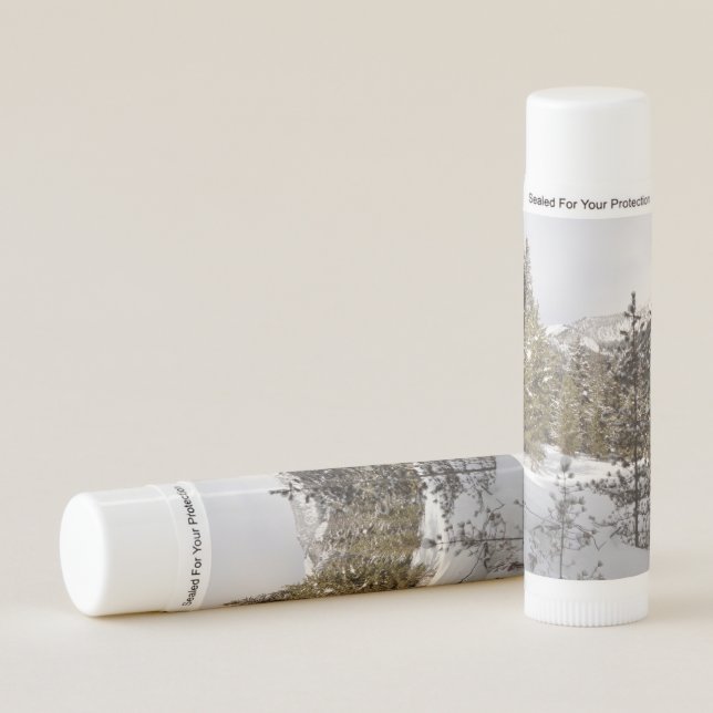 Winter Snowy Mountain Scene in Montana Lip Balm (Front)