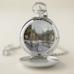 Winter Snowy Mountain Scene in Montana Pocket Watch