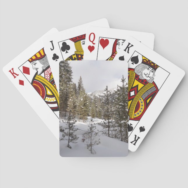 Winter Snowy Mountain Scene in Montana Poker Cards (Back)