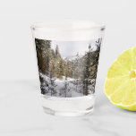 Winter Snowy Mountain Scene in Montana Shot Glass