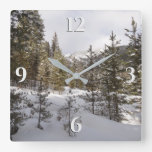 Winter Snowy Mountain Scene in Montana Square Wall Clock