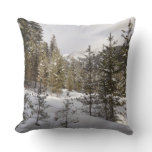 Winter Snowy Mountain Scene in Montana Throw Pillow