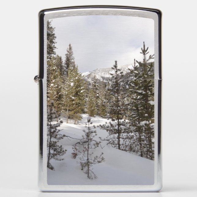 Winter Snowy Mountain Scene in Montana Zippo Lighter (Front)