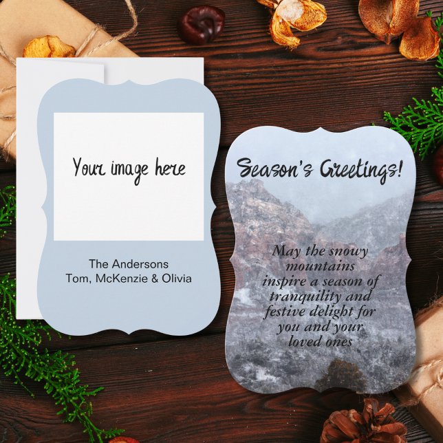 Winter Snowy Mountains Personalized Holiday Card (Creator Uploaded)