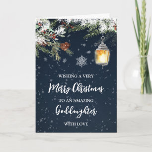 Winter Snowy Night Goddaughter Merry Christmas Card