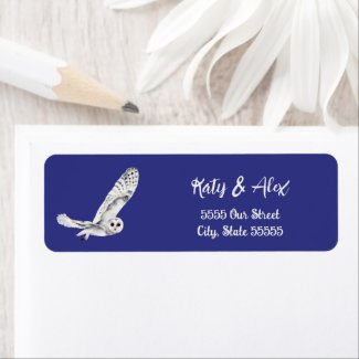Winter Snowy Owl Watercolor Blue Modern Nature 
