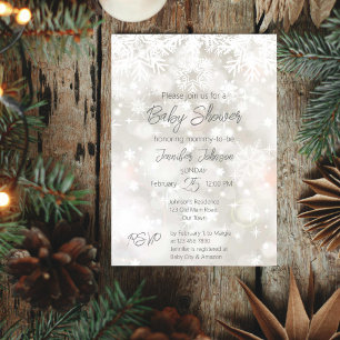 Winter snowy pastel colors baby shower invitation