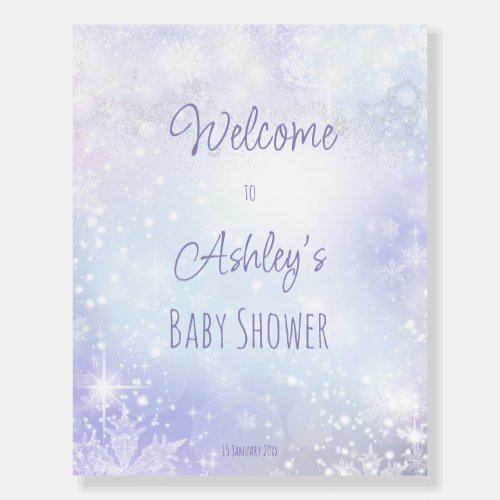 Winter snowy pastel colors baby shower welcome foam board