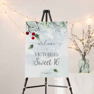 Winter snowy pastel colors sweet 16 welcome foam board