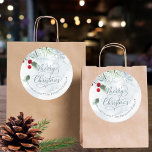 Winter snowy pastel colors watercolor pine snow  classic round sticker<br><div class="desc">Winter snowy pastel colors watercolor pine snow stickers labels.</div>
