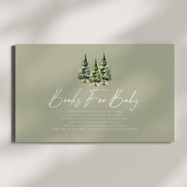 Winter Snowy Pine Tree Baby Shower Books For Baby Enclosure Card (Creator Uploaded)