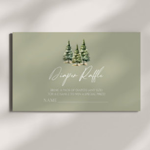 Winter Snowy Pine Tree Baby Shower Diaper Raffle Enclosure Card