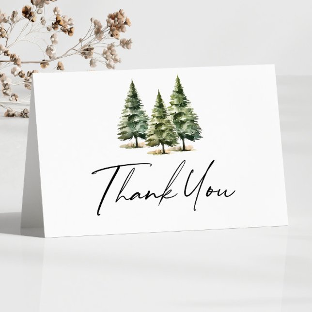 Winter Snowy Pine Tree Baby Shower Thank You Card (Creator Uploaded)
