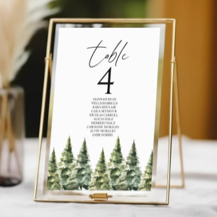 Winter Snowy Pine Tree Forest Wedding Table Number