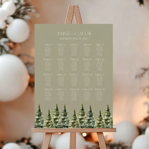 Winter Snowy Pine Tree Large Wedding Seating Chart Foam Board