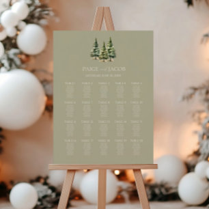 Winter Snowy Pine Tree Large Wedding Seating Chart Foam Board