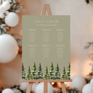 Winter Snowy Pine Tree Small Wedding Seating Chart Foam Board