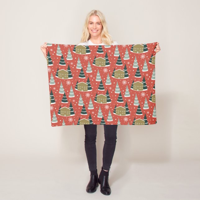 Winter Snowy Pine Wonderland Fleece Blanket (In Situ)