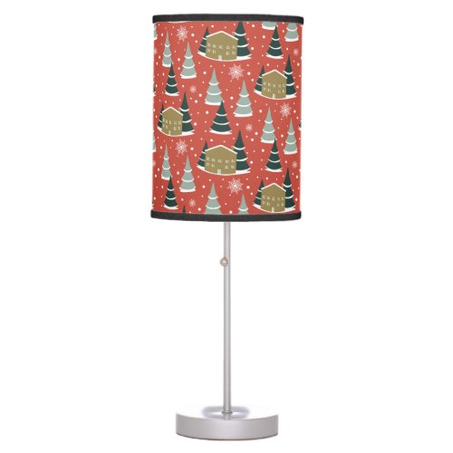 Winter Snowy Pine Wonderland Table Lamp