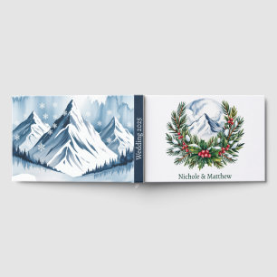 Winter Snowy Pine Wreath Wedding Guest Book