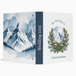 Winter Snowy Pine Wreath Wedding Photo Album 3 Ring Binder