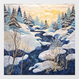 Winter Snowy Quilt Window Cling