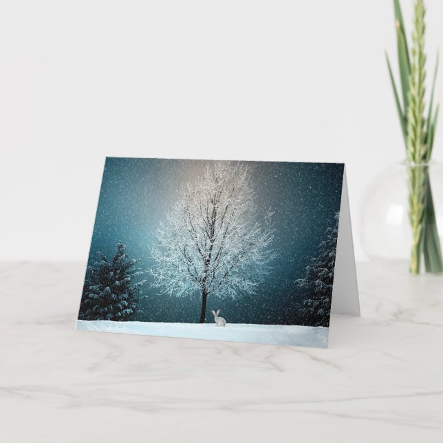 Winter Snowy Rabbit Nature Christmas Holiday (Front)