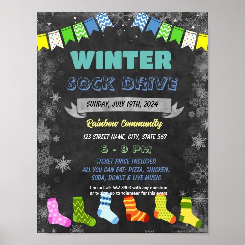 Winter Sock Drive Flyer Template Poster