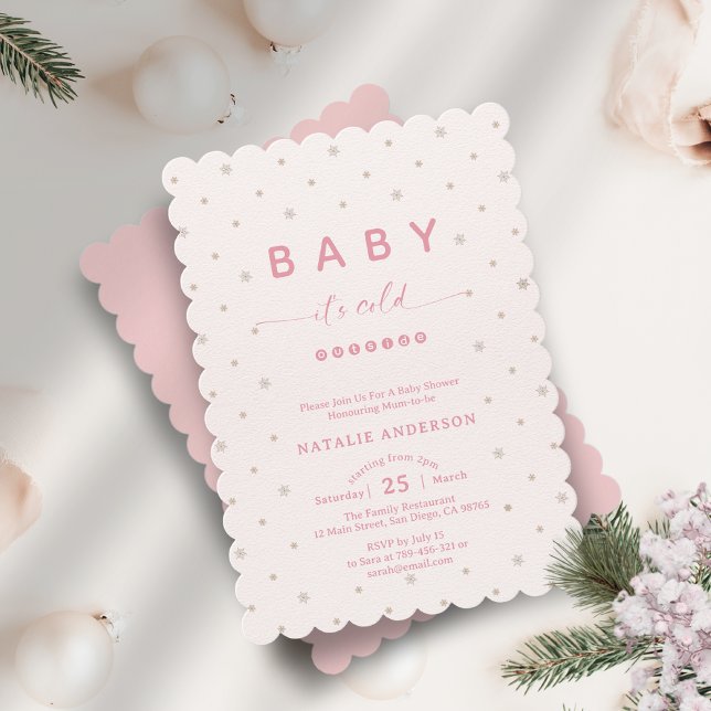 Winter Soft Pink It's Cold Outside Baby Shower Invitation (Winter Soft Pink It's Cold Outside Baby Shower Invitation)
