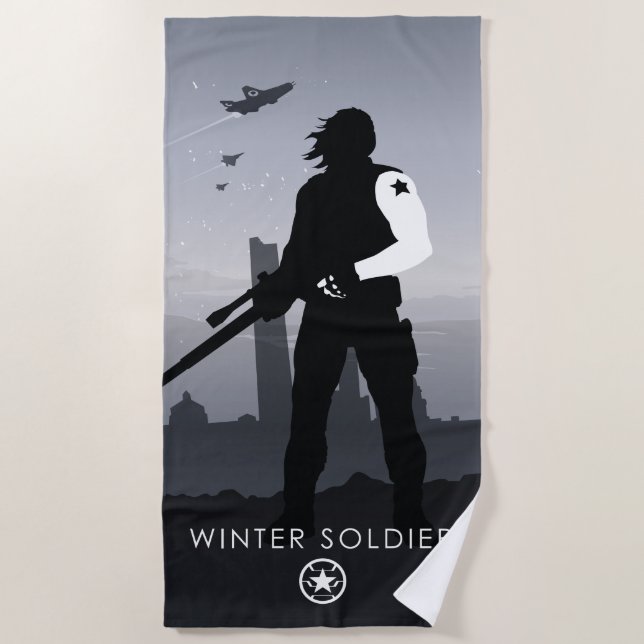 Winter Soldier Heroic Silhouette Beach Towel (Front)